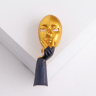 Брошь «Маска» личности, цвет чёрный в матовом золоте - Фото 1