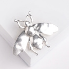 Брошь «Муха» из мятого металла, цвет серебро - Фото 1