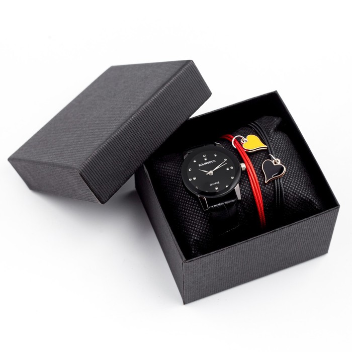Женский подарочный набор "Ладер" 2 в 1: наручные часы и браслет - Фото 1