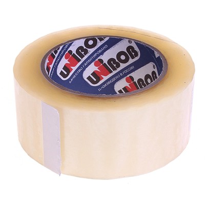 Клейкая лента UNIBOB с индивидуальным стикером 48 мм × 132 м 40 мкм, прозрачная
