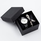 Женский подарочный набор "Каабон" 2 в 1: наручные часы и браслет, d-2 см, микс - фото 318273353