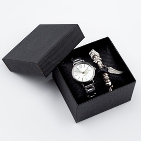 Женский подарочный набор 'Каабон' 2 в 1: наручные часы и браслет, d-2 см, микс