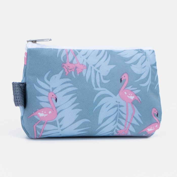 Косметичка на шнурке, с кошельком, цвет серо-голубой 4607223