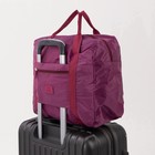 Сумка дорожная, складная в косметичку на молнии, наружный карман, держатель для чемодана, цвет бордовый - Фото 4