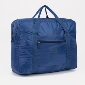 Сумка дорожная, складная в косметичку на молнии, наружный карман, держатель для чемодана, цвет синий