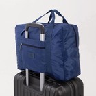 Сумка дорожная, складная в косметичку на молнии, наружный карман, держатель для чемодана, цвет синий - Фото 4