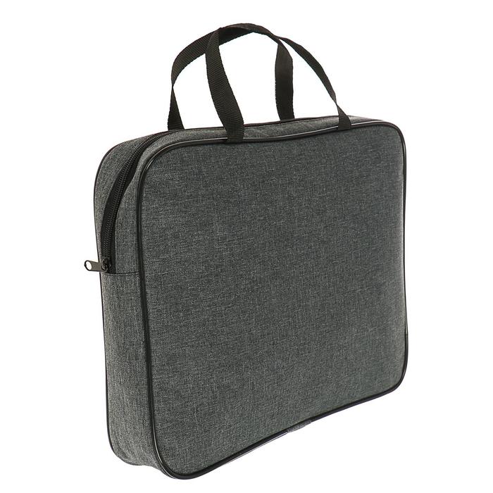 Папка с ручками текстильная А4, Офис - премиум «Графит», для бумаг, для офиса, 350×270×60 мм, ПДМ-111 - Фото 1