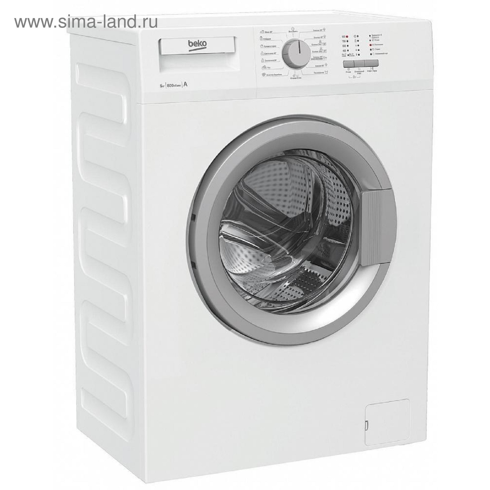 Стиральная машина Beko WRS 54P1 BSW, класс А, 800 об/мин, 5 кг, бело-серая