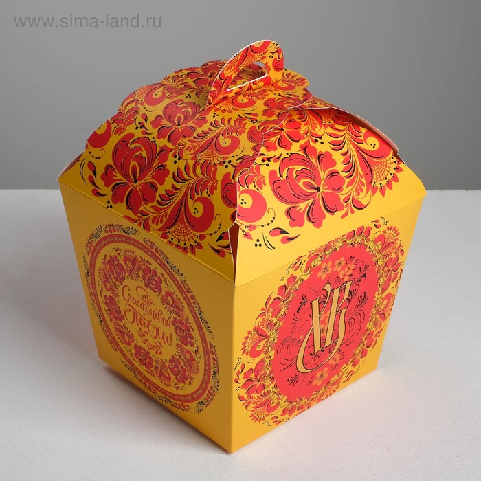 Коробка складная «Счастливой Пасхи», 17 х 17 х 26 см - Фото 1