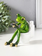 Фигурка полистоун лак «Лягушонок на унитазе с телефоном», 12.5×8×11 см - Фото 2