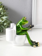 Сувенир полистоун лак "Лягушонок на унитазе с телефоном" 12,5х8х11 см - фото 809514411