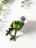 Сувенир полистоун лак "Лягушонок на унитазе с телефоном" 12,5х8х11 см - фото 809514412