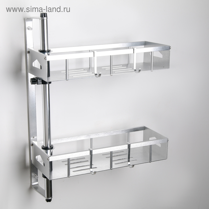 Полка поворотная 2-х ярусная, 33.3×12×44.3 см, алюминий - Фото 1