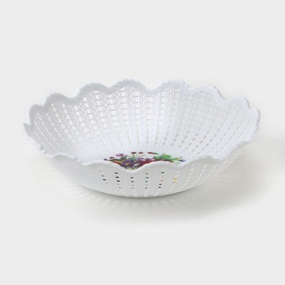 Ваза для хлеба и фруктов «Вязание», 18×4.5 см, рисунок МИКС, белая