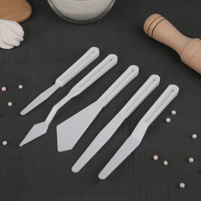 Стеки для моделирования кондитерских украшений Доляна, набор 5 шт., 18 см, пластик, белые