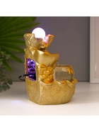 Фонтан настольный с подсветкой «Листья и слитки золота», от сети, золото, 21×15×12 см  (артикул 4627467)  большой выбор товаров оптом и в розницу по низким ценам с доставкой