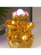 Фонтан настольный с подсветкой «Листья и слитки золота», от сети, золото, 21×15×12 см  (артикул 4627467)  большой выбор товаров оптом и в розницу по низким ценам с доставкой