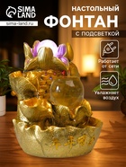 Фонтан настольный с подсветкой «Золотой карп и лотосы», от сети, золото, 26×18×17 см - Фото 1