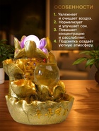 Фонтан настольный с подсветкой «Золотой карп и лотосы», от сети, золото, 26×18×17 см - Фото 3