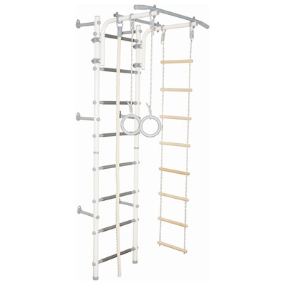 Детский спортивный комплекс «Юный АТЛЕТ Пристенный», 600 × 900 × 2200 мм, цвет белый/серый пастель