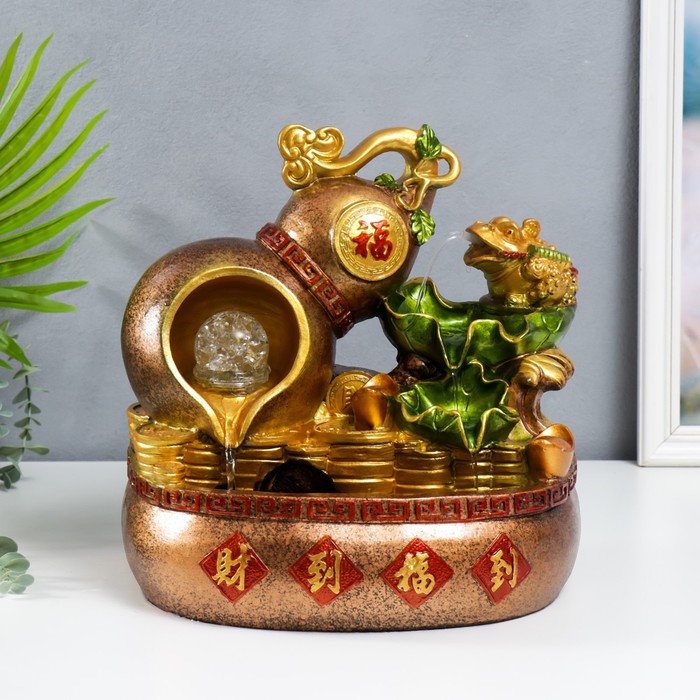 Фонтан настольный с подсветкой «Жаба и Хулу», от сети, 31×31×20 см - Фото 1