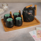 Набор керамический чайный «Марбл», 5 преметов: чайник 800 мл, 4 кружки 150 мл, цвет черный - Фото 1