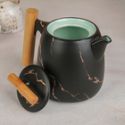 Набор керамический чайный «Марбл», 5 преметов: чайник 800 мл, 4 кружки 150 мл, цвет черный - Фото 4