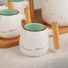 Набор керамический чайный «Марбл», 5 предметов: чайник 500 мл, 4 кружки 150 мл, цвет белый - Фото 3