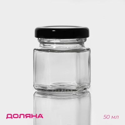 Банка для сыпучих Доляна «Идиллия», 50 мл, 4.2×5.2 см, с металлической крышкой, стекло, прозрачная