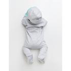 Комбинезон для мальчика, цвет серый/ментоловый, рост 68 см (44) - фото 24377243