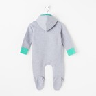 Комбинезон для мальчика, цвет серый/ментоловый, рост 68 см (44) - фото 24377244