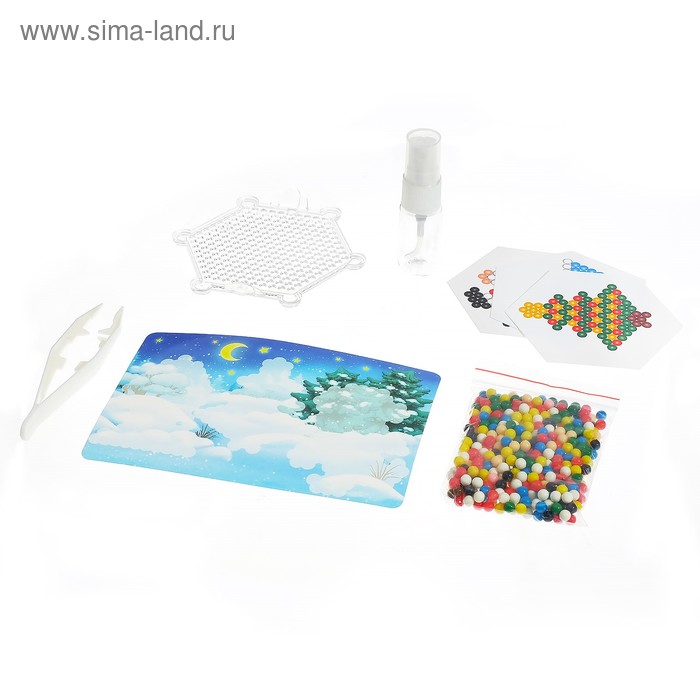 Аквамозаика с декорациями «Дед Мороз и Снегурочка», 3 фигурки, 312 шариков, в пакете - Фото 1