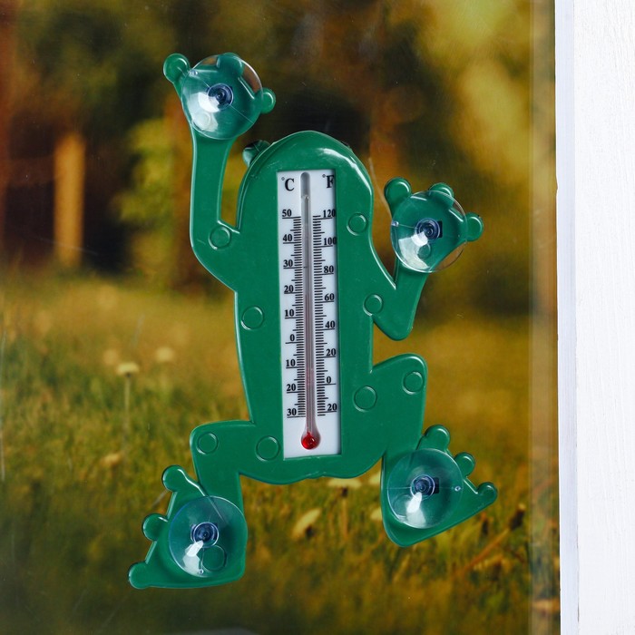 Пластиковый термометр оконный "Лягушка" в пакете - фото 1902686938
