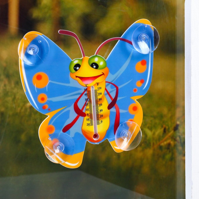 Пластиковый термометр оконный "Бабочка" в пакете - фото 1882025943