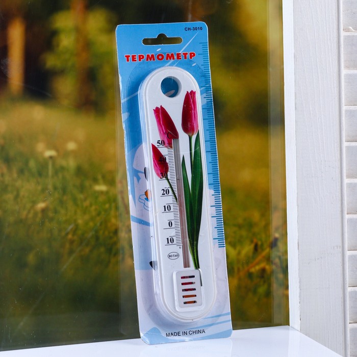 Пластиковый термометр комнатный "Цветок" в блистере (-10 +50), МИКС - фото 1882025949