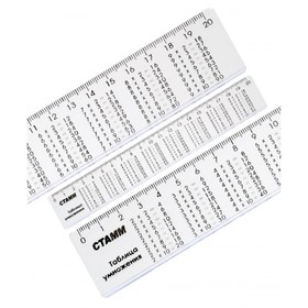 Линейка 20 см Стамм «Таблица умножения», со справочным материалом, пластиковая, прозрачная, бесцветная (комплект 20 шт)