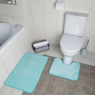 Набор ковриков для ванной и туалета Доляна «Винель», 2 шт: 40×50, 50×80 см, цвет бирюзовый - фото 8924655