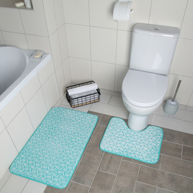 Набор ковриков для ванной и туалета Доляна «Винель», 2 шт: 40×50, 50×80 см, цвет бирюзовый