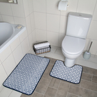 Набор ковриков для ванной и туалета Доляна «Винель», 2 шт: 40×50, 50×80 см, цвет синий - фото 8924660