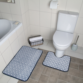 Набор ковриков для ванной и туалета Доляна «Винель», 2 шт: 40×50, 50×80 см, цвет синий