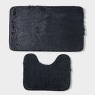 Набор ковриков для ванной и туалета Доляна «Пушистик», 2 шт., 40×50, 50×80 см, серый - Фото 1