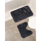 Набор ковриков для ванной и туалета Доляна «Пушистик», 2 шт, 40×50, 50×80 см, цвет серый - Фото 5