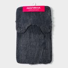 Набор ковриков для ванной и туалета Доляна «Пушистик», 2 шт., 40×50, 50×80 см, серый - Фото 6