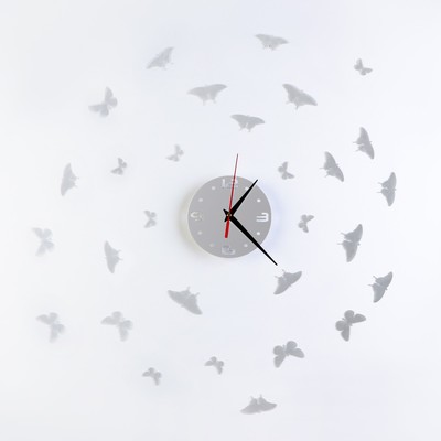 Часы-наклейка, серия: DIY, "Бабочки", плавный ход, d-15 см, 20.5 х 20.5 см, 1 АА,