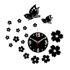 Часы-наклейка, серия: DIY, "Цветы и бабочки", плавный ход, d-15 см, 20.5 х 20.5 см, 1 АА - фото 319790849