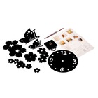 Часы настенные интерьерные, 3d «Цветы и бабочки», плавный ход, наклейка, большие, d=15 см, чёрные - Фото 4