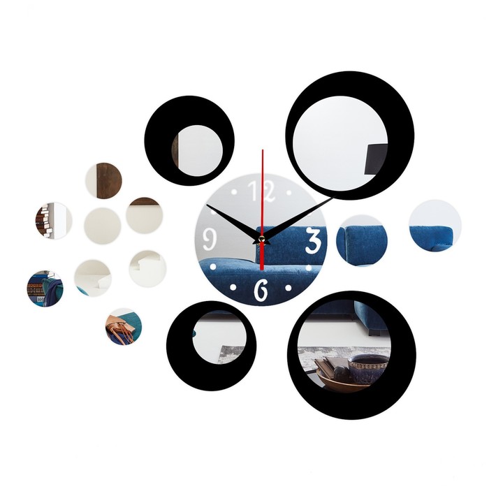 Часы-наклейка, серия: DIY, &quot;Иллюзия&quot;, плавный ход, d-15 см, 1 АА