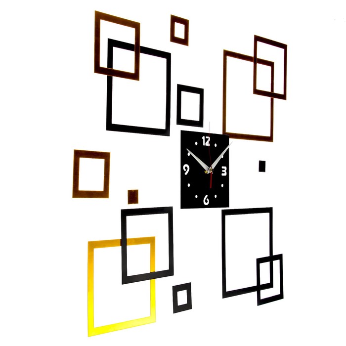 Часы-наклейка, серия: DIY, "Квадратиш", 20.5 х 20.5 см, циферблат 15 см, 1 АА - фото 1898268457