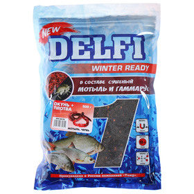 Прикормка зимняя увлажненная DELFI ICE Ready, окунь - плотва, мотыль/червь, 500 г 4748383