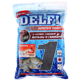 Прикормка зимняя увлажненная DELFI ICE Ready, универсальная, гаммарус/мотыль, 500 г 4748391